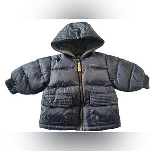 London Fog Baby Puffer Jacket 6-9M Navy Hooded Winter Coat Unisex